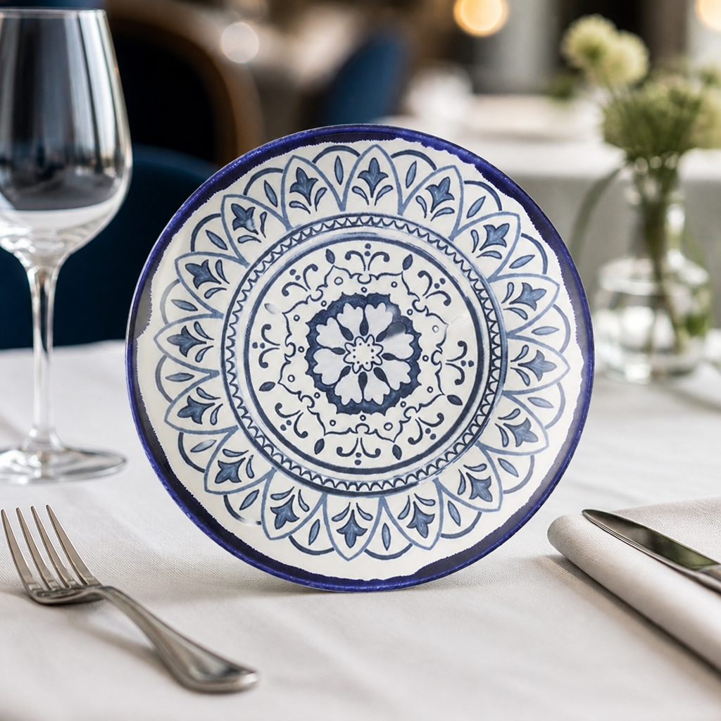 Commercial Coupe Plates 165mm Moresque Style Blue 12 Pack