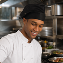 Black Chef Toque Hat Adjustable Size for Commercial Kitchens
