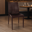 Commercial Stackable Rattan Bistro Side Chairs Brown 4 Pack