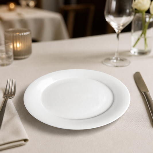 Commercial Mid Rimmed Plates 202mm Porcelain 6 Pack