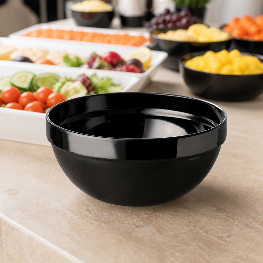 500ml Commercial Recycled Plastic Bowl 140mm Black