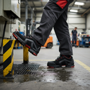 Premium Metal-Free Trainers with ESD Protection, S1 SRC Slip Resistance, and Durable Construction in Black/Red
