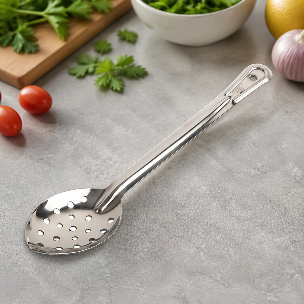 13" perforated serving spoon stainless steel kitchen tool