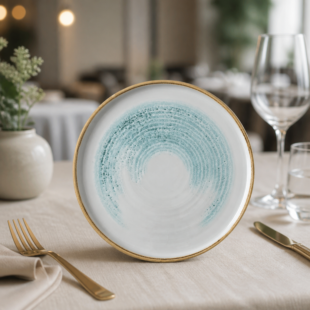 Commercial Walled Plates Aquamarine 260mm - 6 Pack