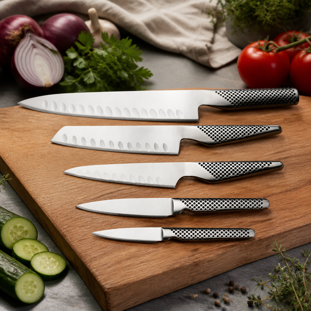 5-Piece Commercial Knife Set with Block Stainless Steel