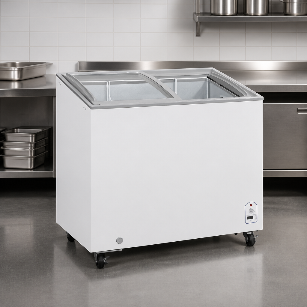 200Ltr Commercial Chest Display Freezer with Sliding Glass Lid