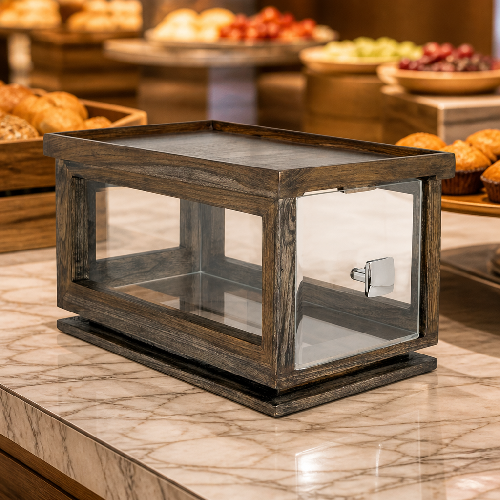 Stackable Bakery Box with Acrylic Drawer Ash Grey 203x216mm