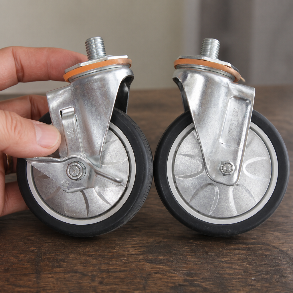 Set of 2 commercial braked castors for catering equipment