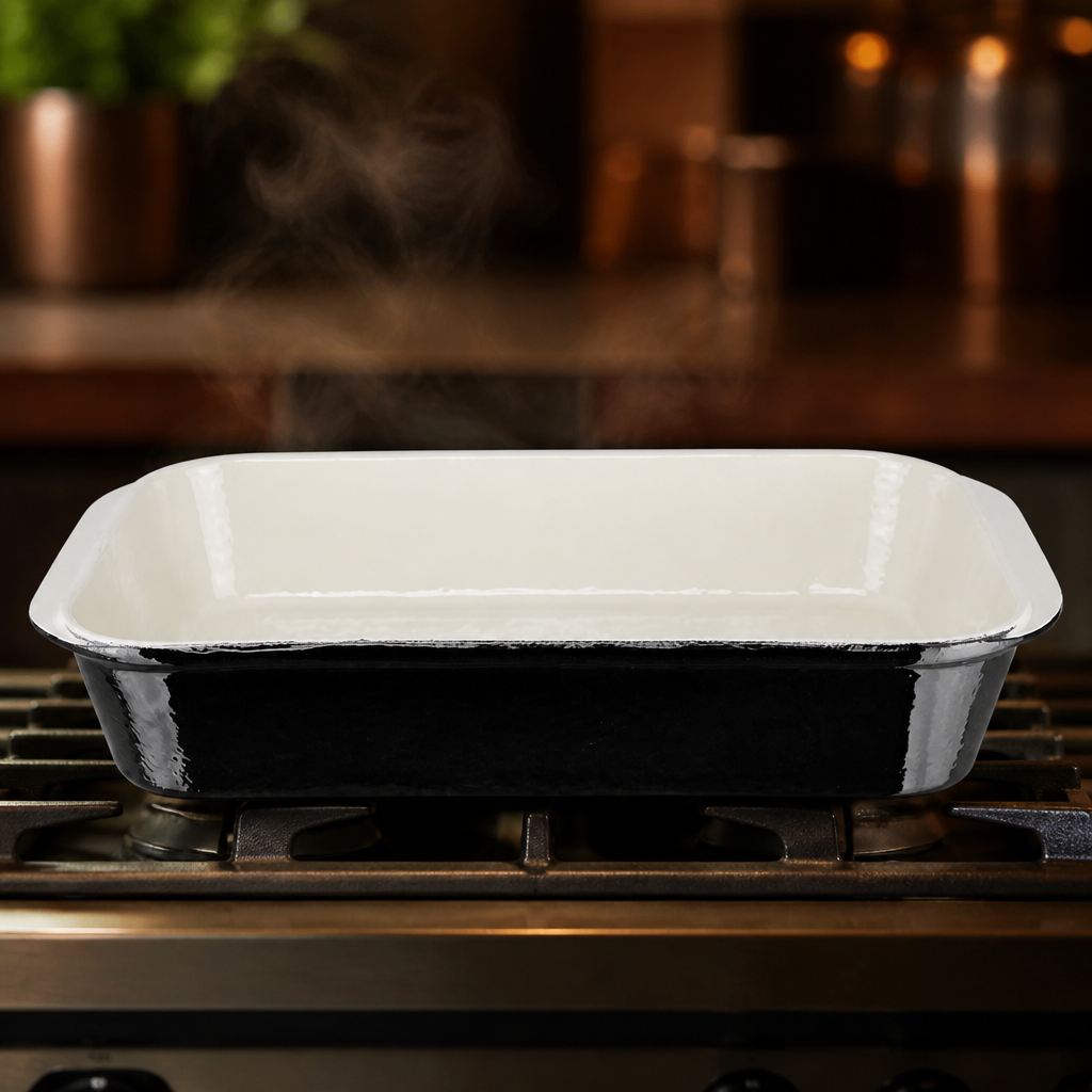 5Ltr Commercial Cast Iron Roasting Dish with Enamelled Interior
