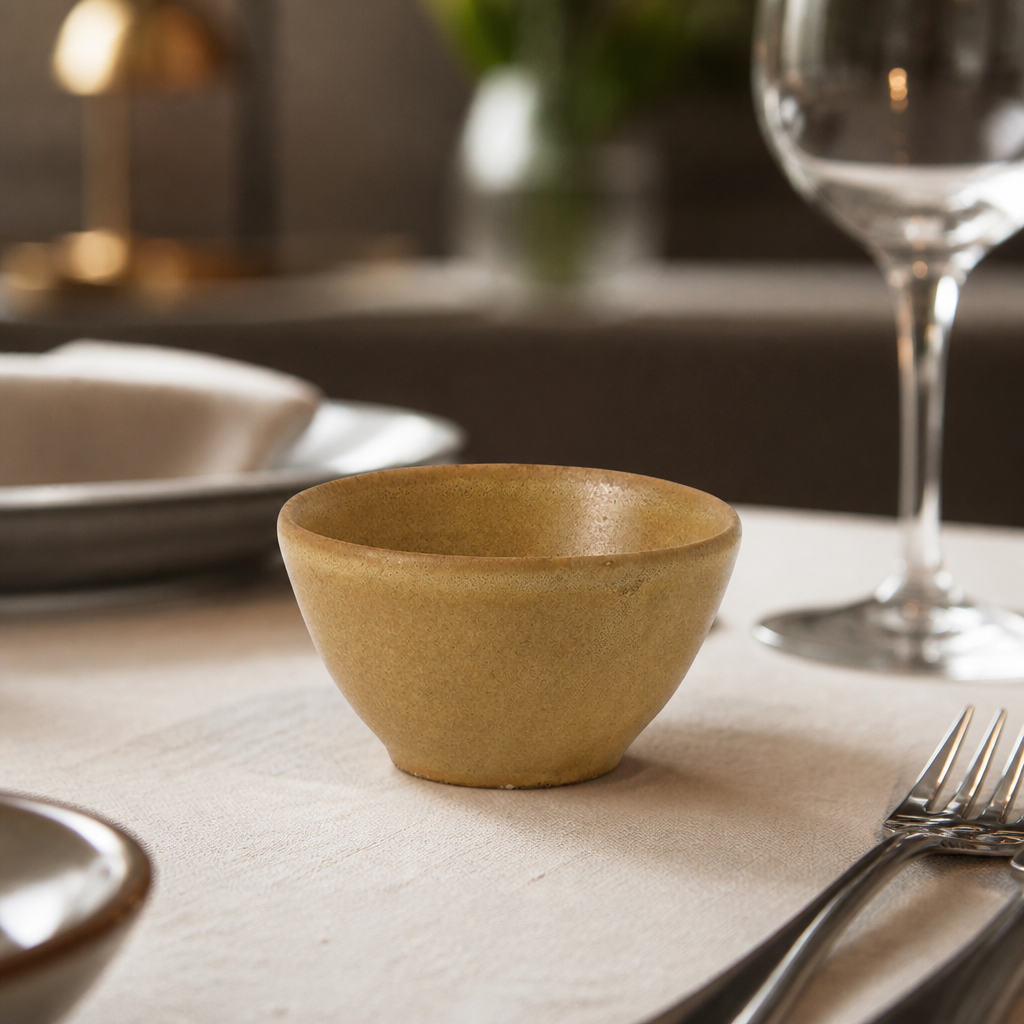 Commercial Porcelain Dip Pots 110ml in sand colour, 12 pack
