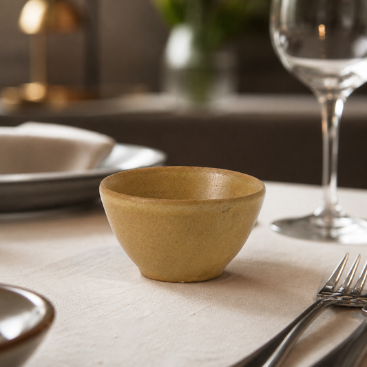 Commercial Porcelain Dip Pots 110ml in sand colour, 12 pack