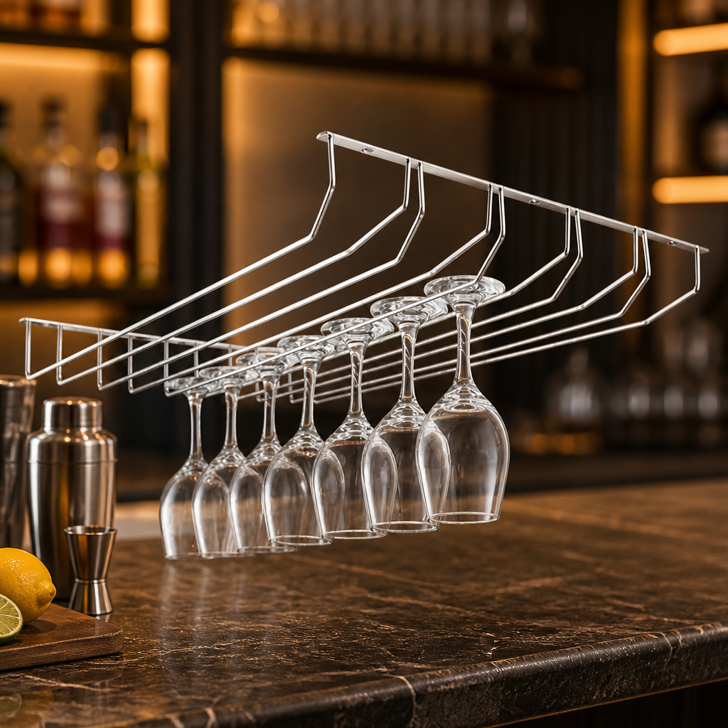 Commercial wine glass rack 610x435mm chrome plated storage