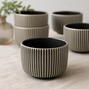 Commercial Stoneware Short Mugs 300ml Black & White 6 Pack