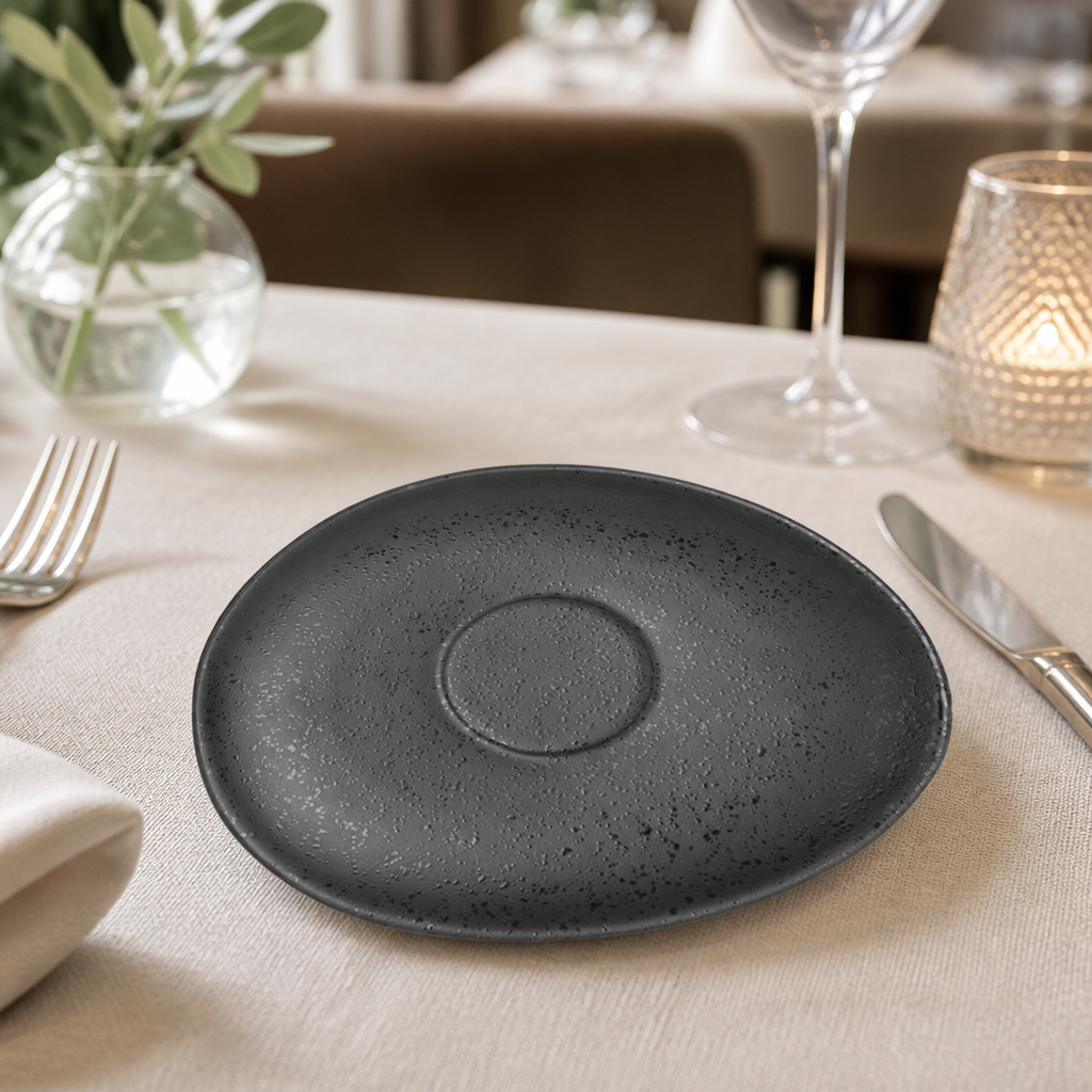 Commercial Oval Saucers 160mm - 6 Pack Stoneware Tableware