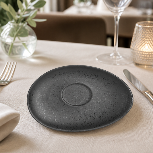 Commercial Oval Saucers 160mm - 6 Pack Stoneware Tableware