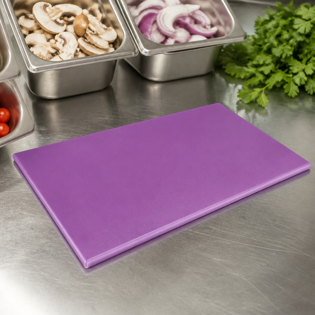 Commercial Purple Chopping Board 450x300mm for allergen safety