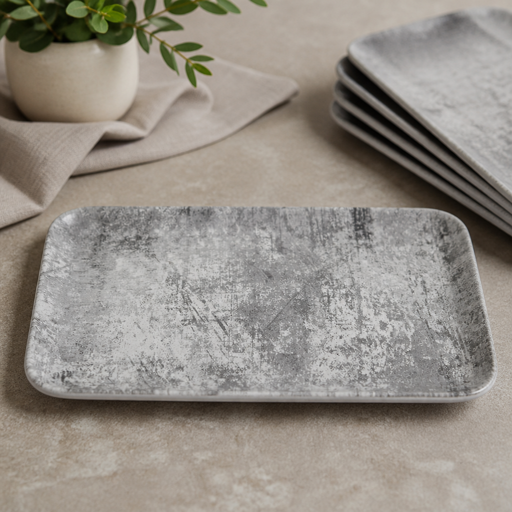 Commercial Rectangular Plates Grey 270x160mm 12 Pack