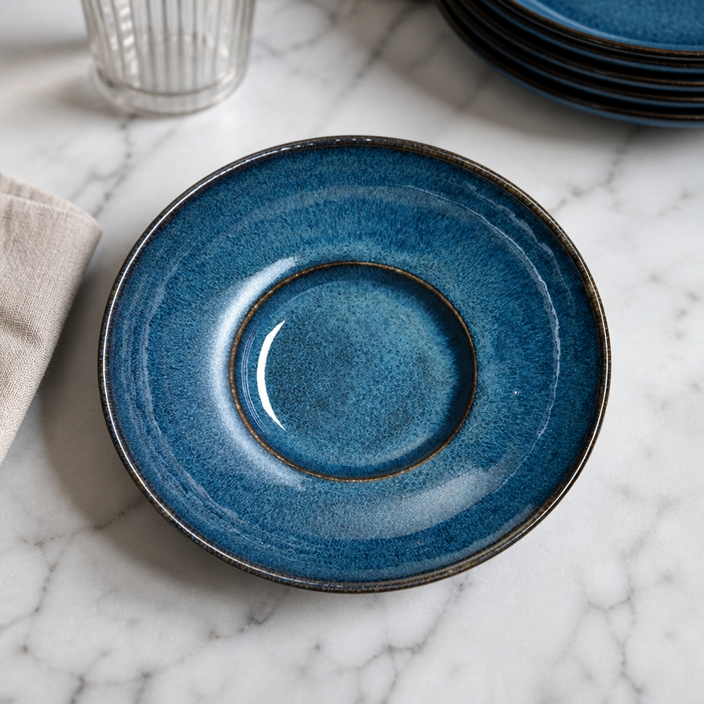 Wabi Sabi Rimmed Coupe Bowls Indigo 240mm 1.535Ltr 6 Pack