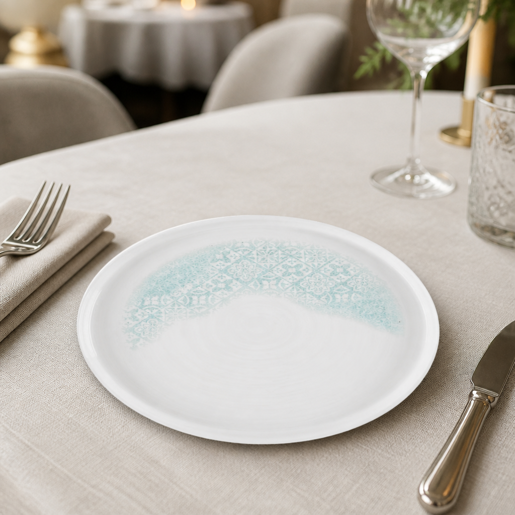 Commercial Walled Plates 210mm Aquamarine Ceramic 6 Pack
