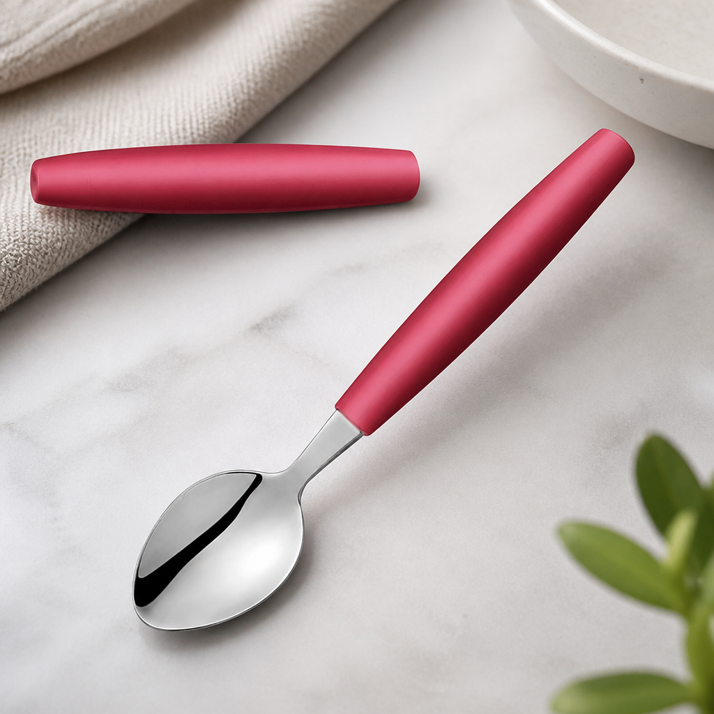 Commercial Medium Teaspoons Red Handles 12 Pack 165mm