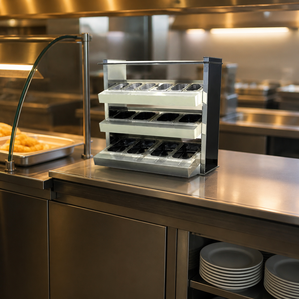 Commercial Drop In Ambient Cutlery Condiment Unit 3 Tier