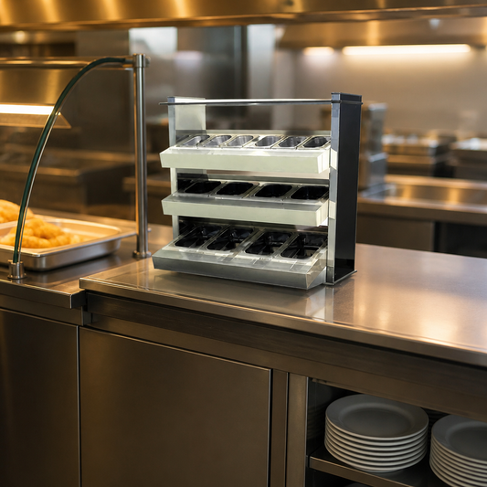 Commercial Drop In Ambient Cutlery Condiment Unit 3 Tier