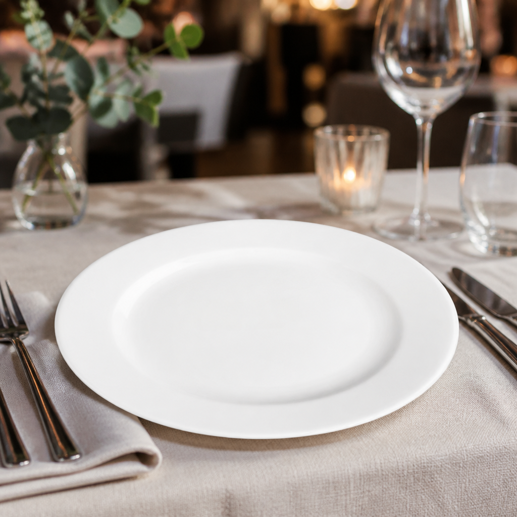 Commercial Classic Porcelain Wide Rim Plates 240mm 12 Pack