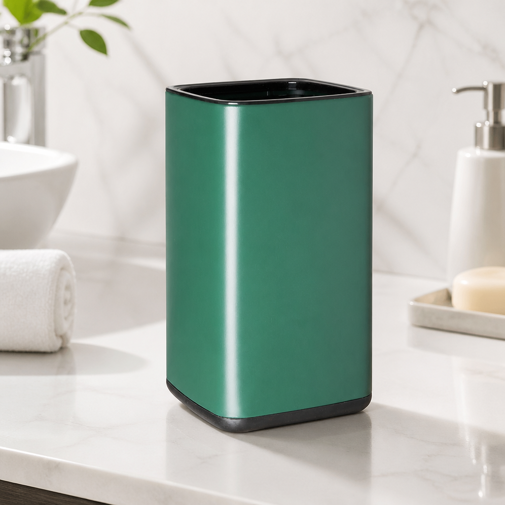 Commercial Square Waste Bin Green 7L Capacity Polypropylene