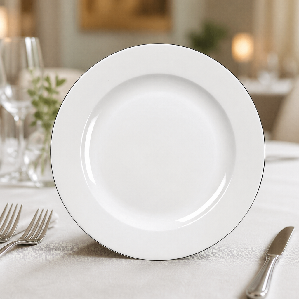 Commercial Mono Plates 207mm with Black Rim 12 Pack