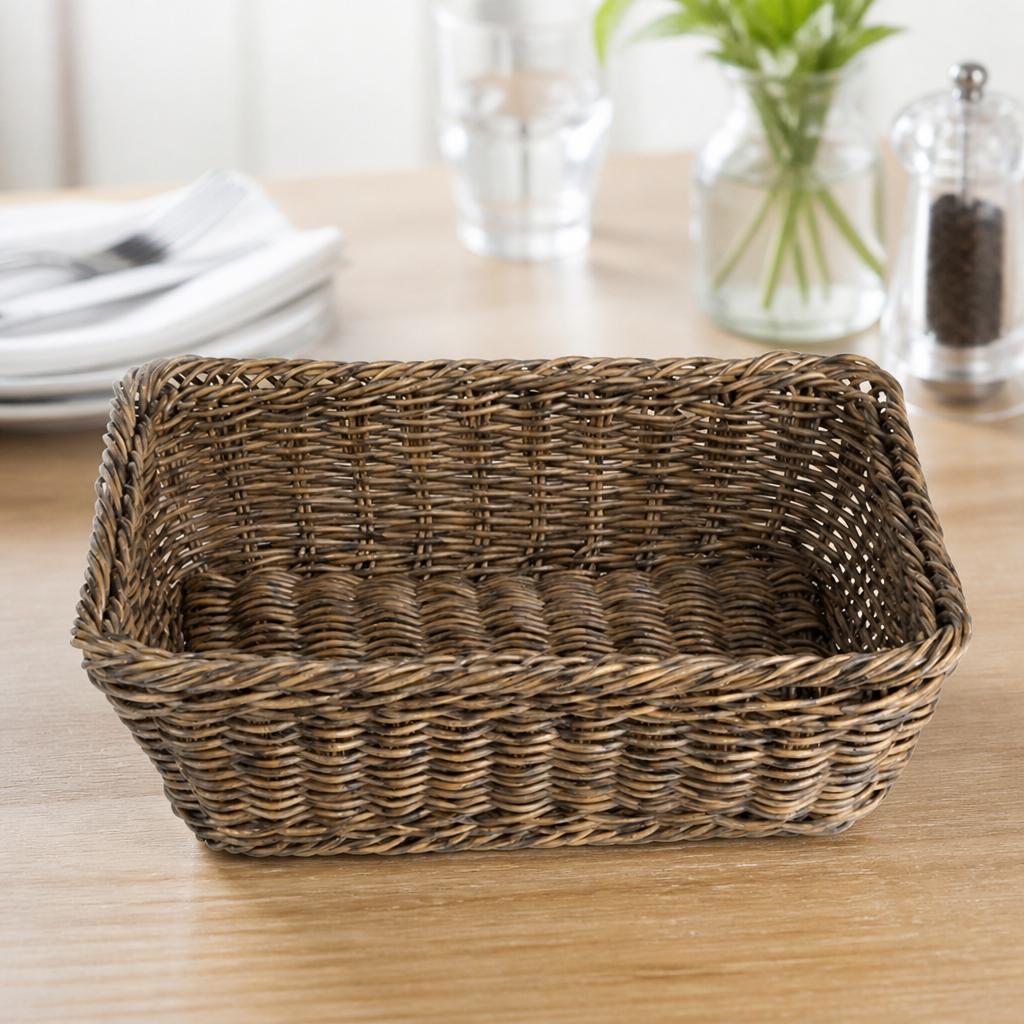 Commercial Rectangular Serving Basket 300x230mm Dark Brown