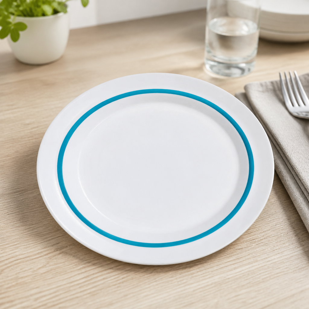 Commercial Plates 230mm Blue Rim 12 Pack