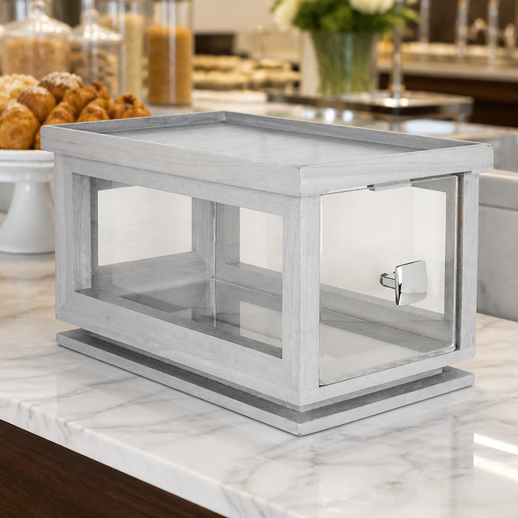 Stackable Bakery Box with Acrylic Drawer 203x216mm Wood