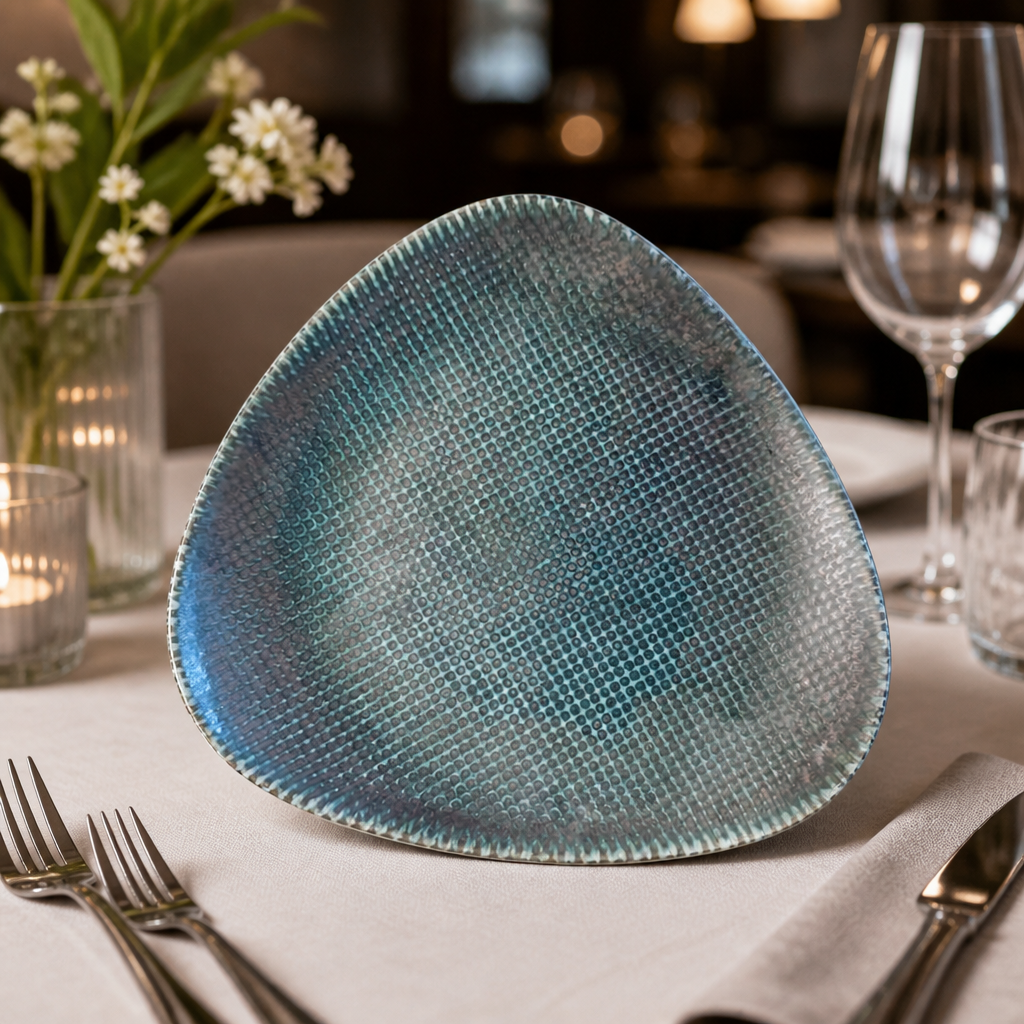 Commercial blue plates 229mm - 12 pack, microwave safe