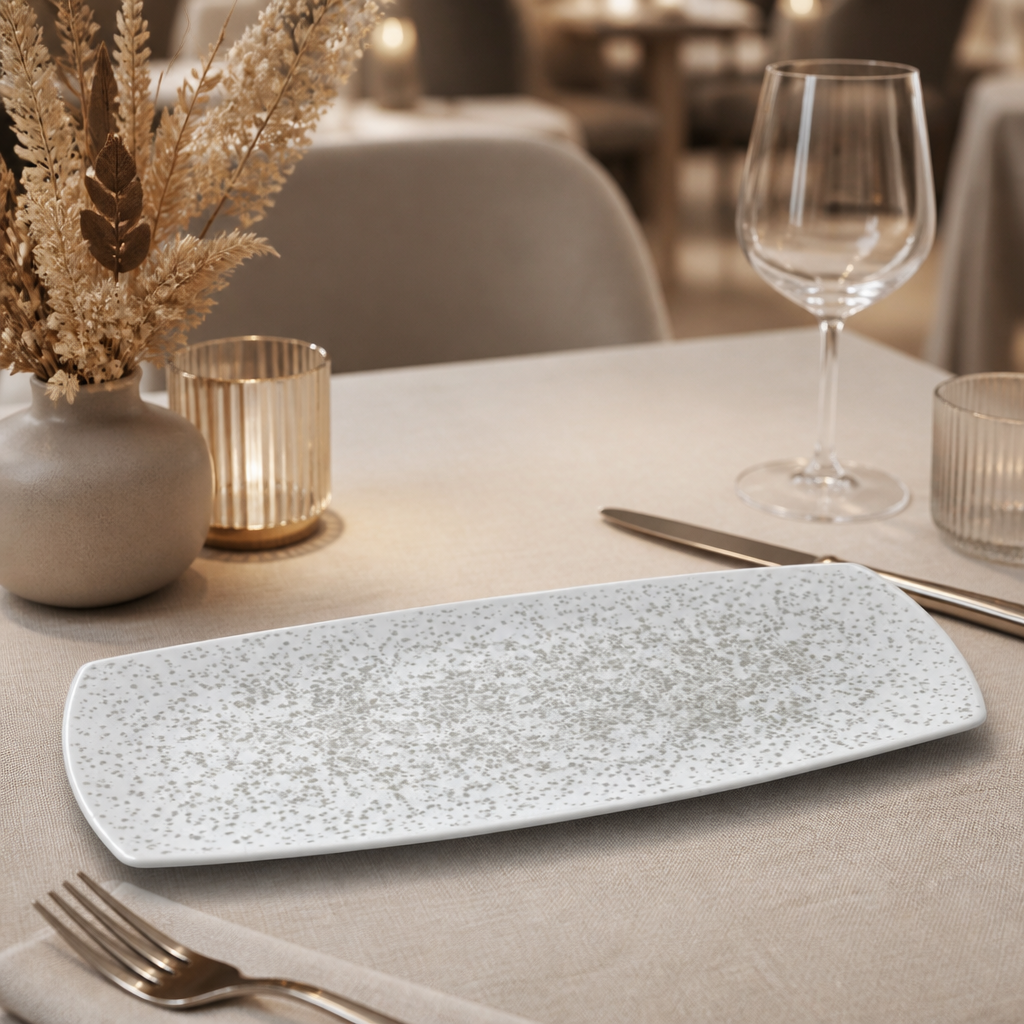 Commercial Rectangular Plates 140 x 355mm Chalk 6 Pack