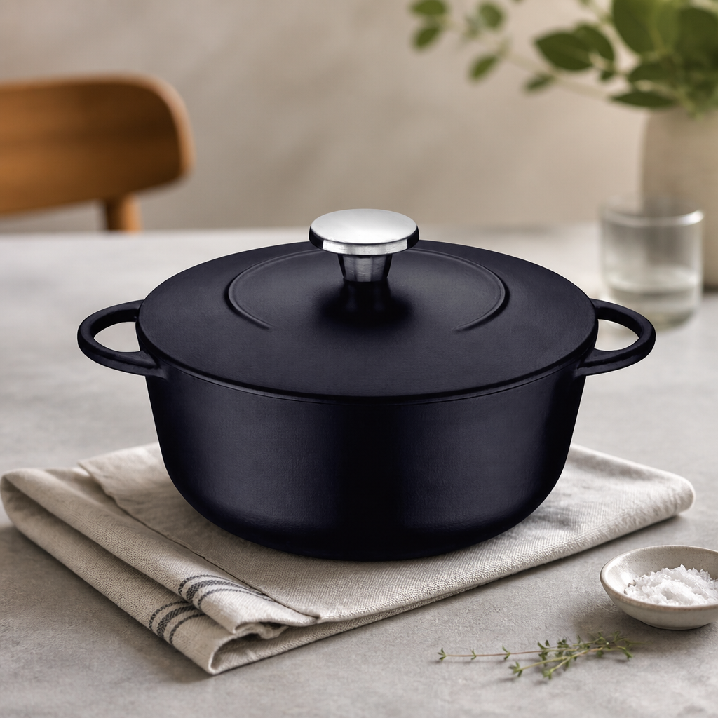 4Ltr Commercial Cast Iron Casserole Dish Oven Safe 260°C