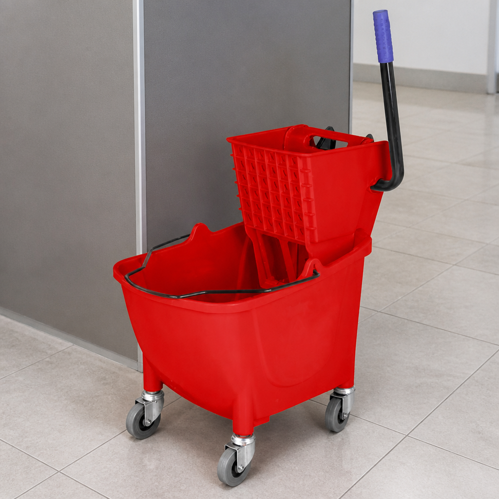 25Ltr Commercial Mop Bucket with Foot Pedal Release Red