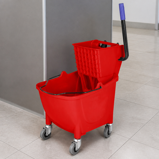 25Ltr Commercial Mop Bucket with Foot Pedal Release Red