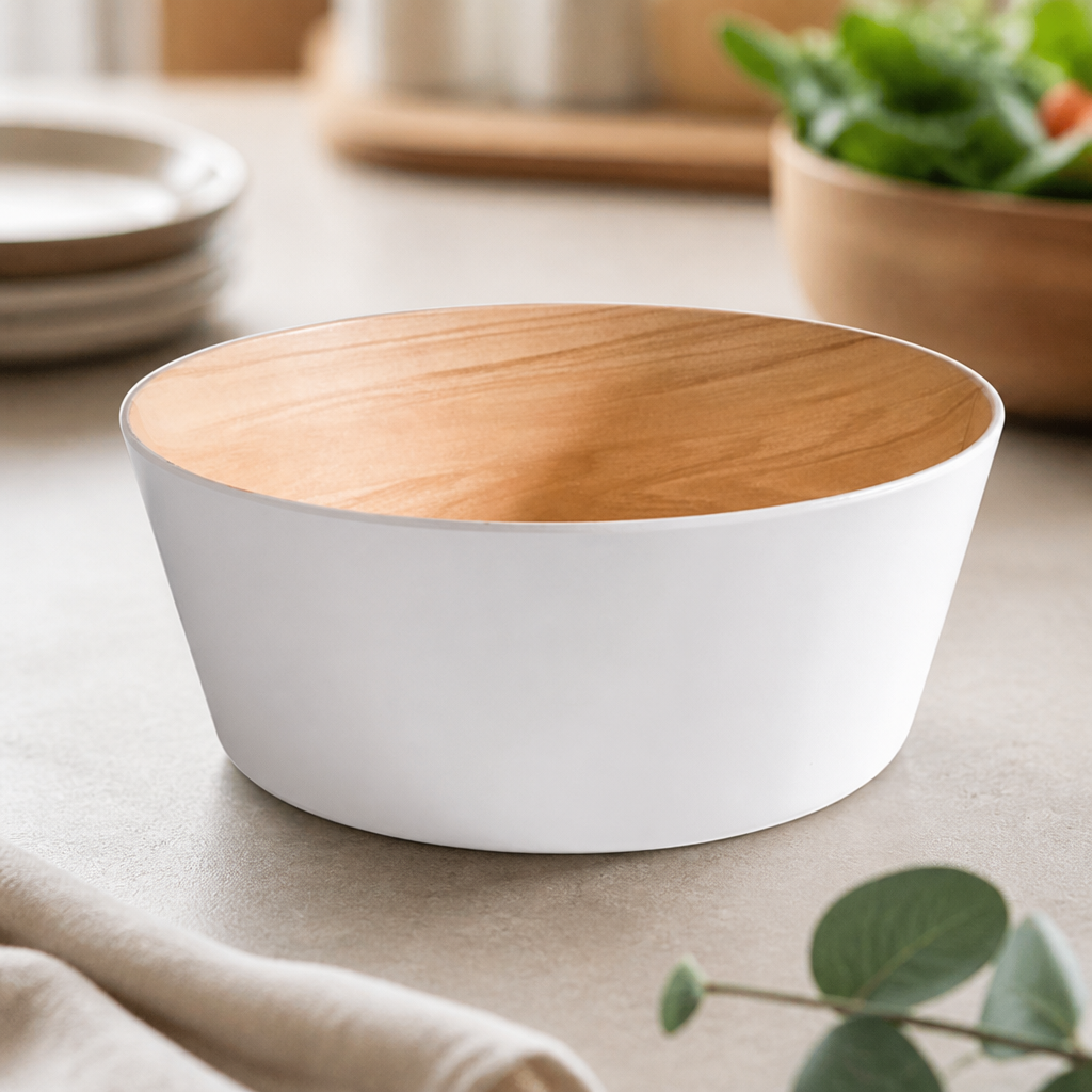 Commercial Melamine Bowl 150mm Ø 450ml Natural Wood Finish