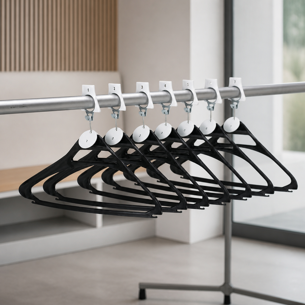 Commercial Cloakroom Hangers Set with Numbered Security Hooks