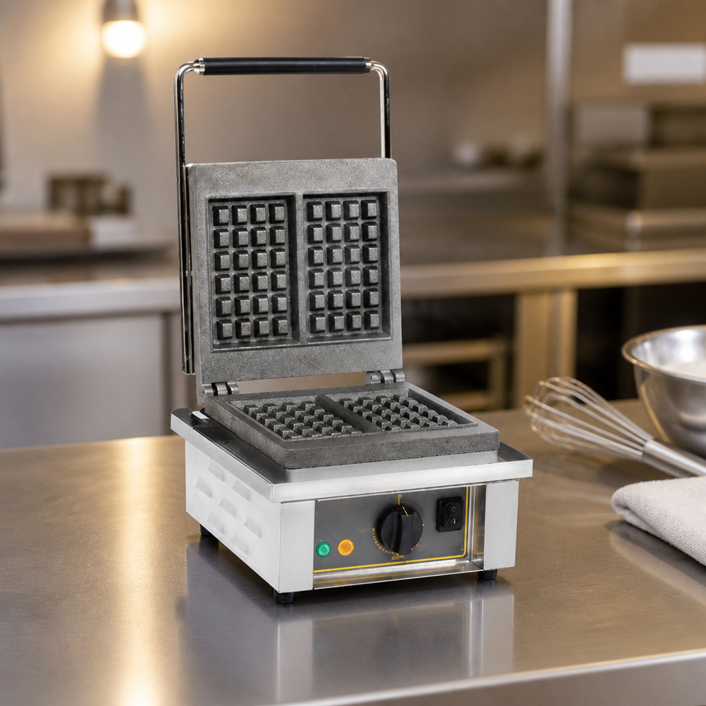 Commercial Single Belgian Waffle Maker for 2 Liege waffles
