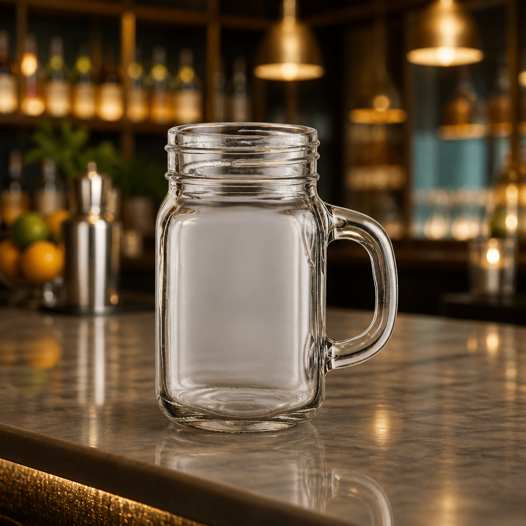 Commercial Handled Mason Jars 430ml - Milkshake Glasses 24 Pack