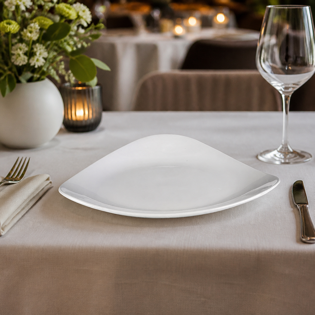 Commercial Triangle Plates 310mm Porcelain 6 Pack