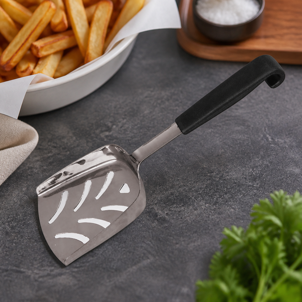 Commercial Stainless Steel Chip Scoop 165mm with heat resistant handle