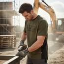 Premium Heavy Duty Cotton T-Shirt with Distressed Branding and Contrast Collar - High-Quality Professional Grade for Industrial and Commercial Appl...