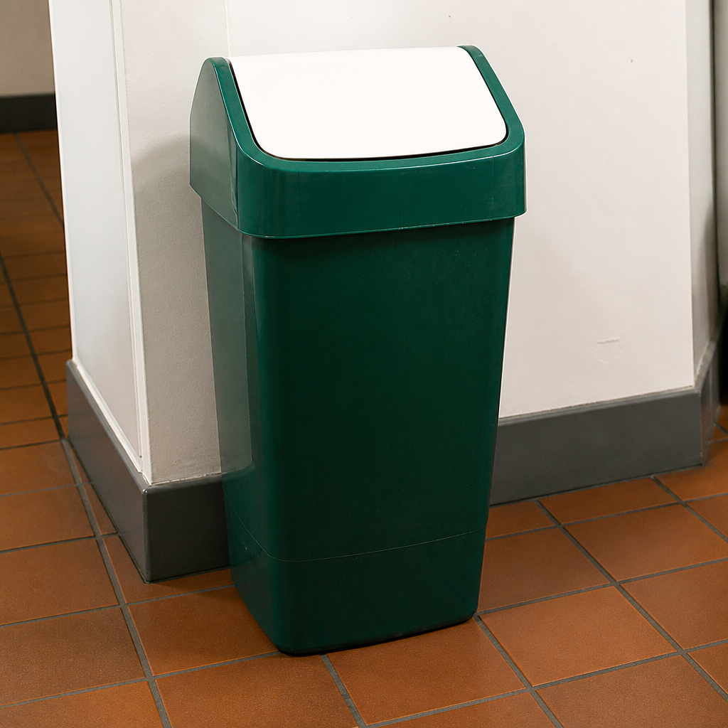 Commercial Swing Top Waste Bin 50L Green Colour-Coded Design