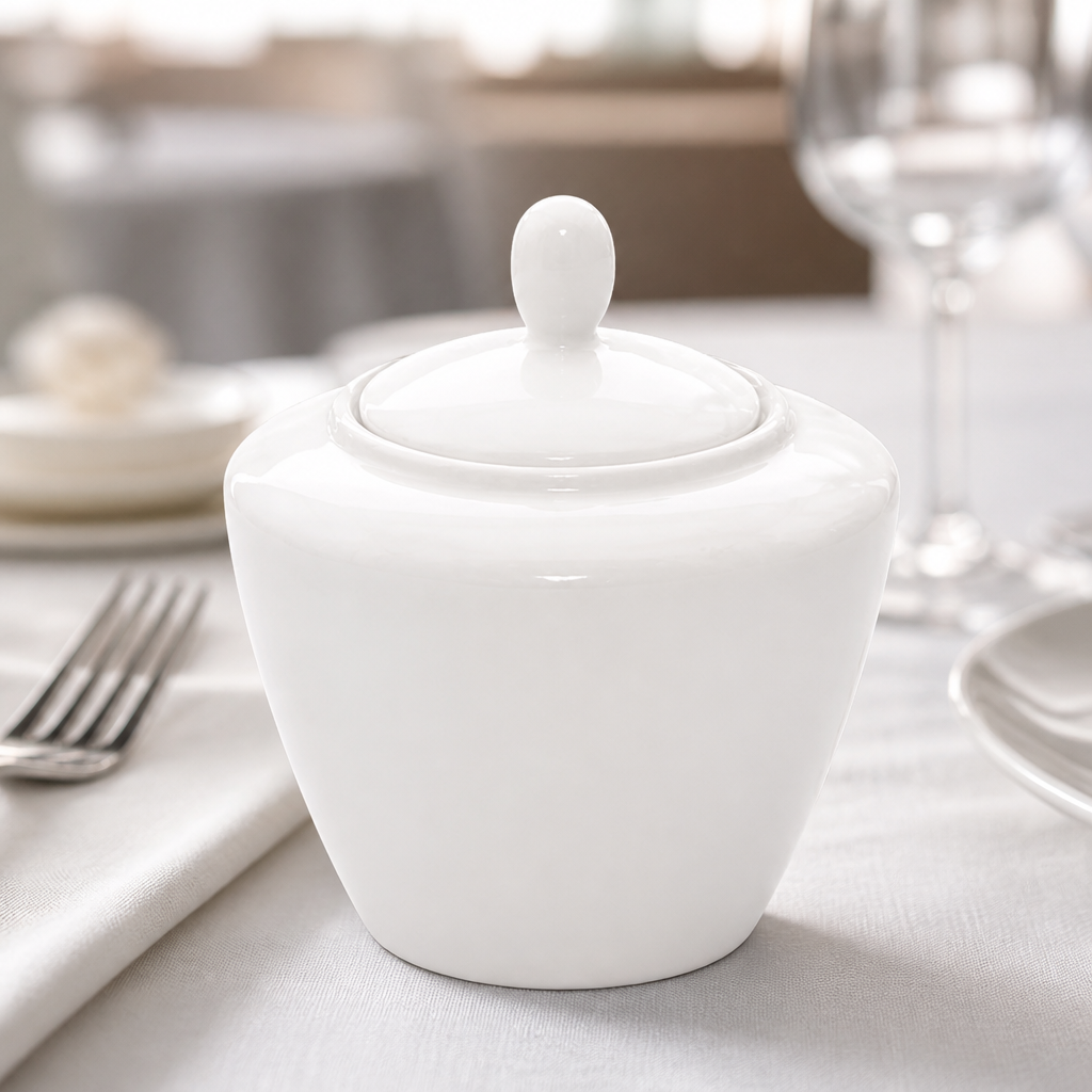 Set of 6 covered sugar bowls for dining use