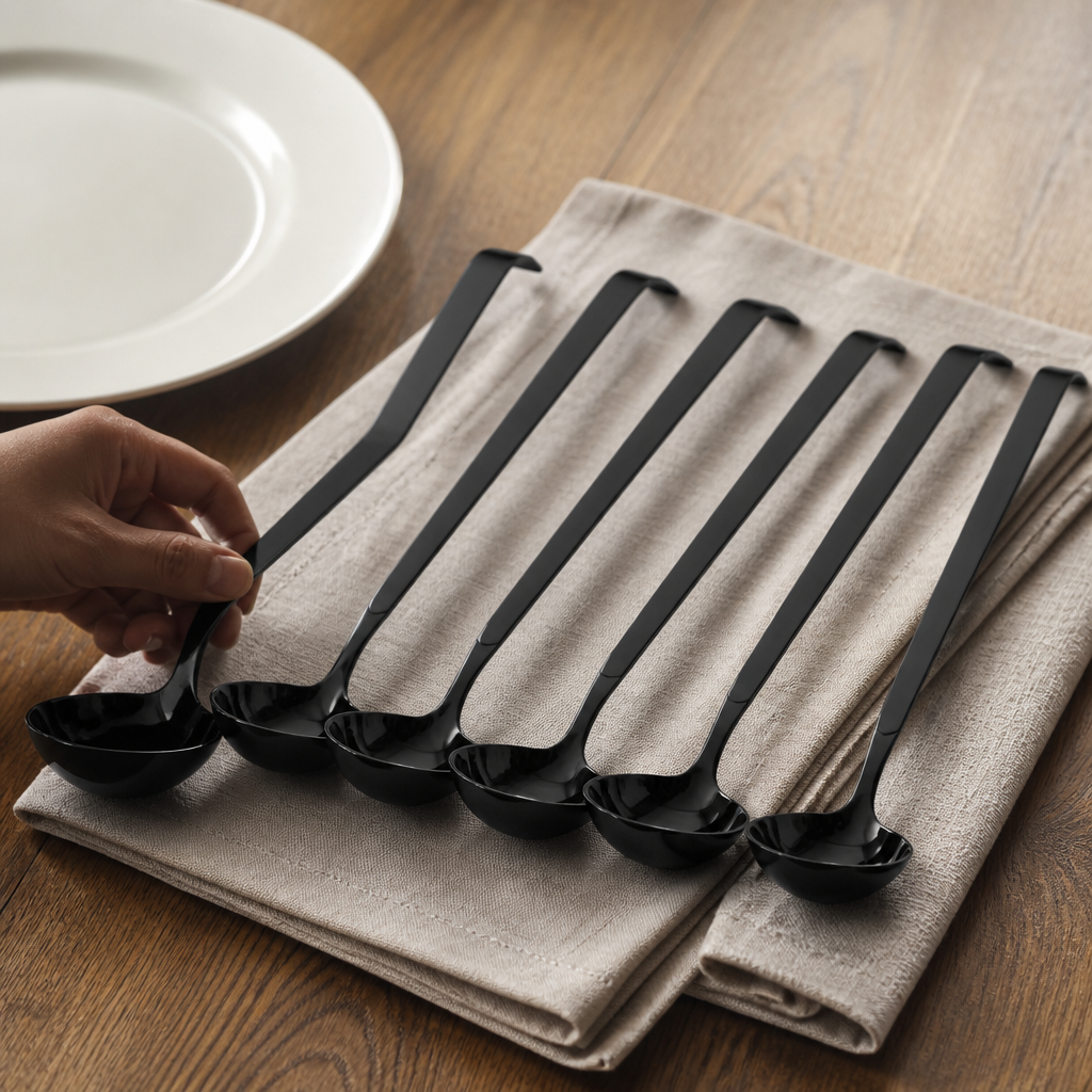 Commercial Dressing Spoon Set 6 Pack with Black PVD Coating