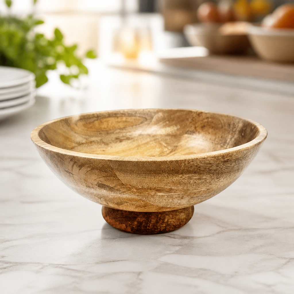 Commercial Footed Mango Wood Bowl 280mm for Service