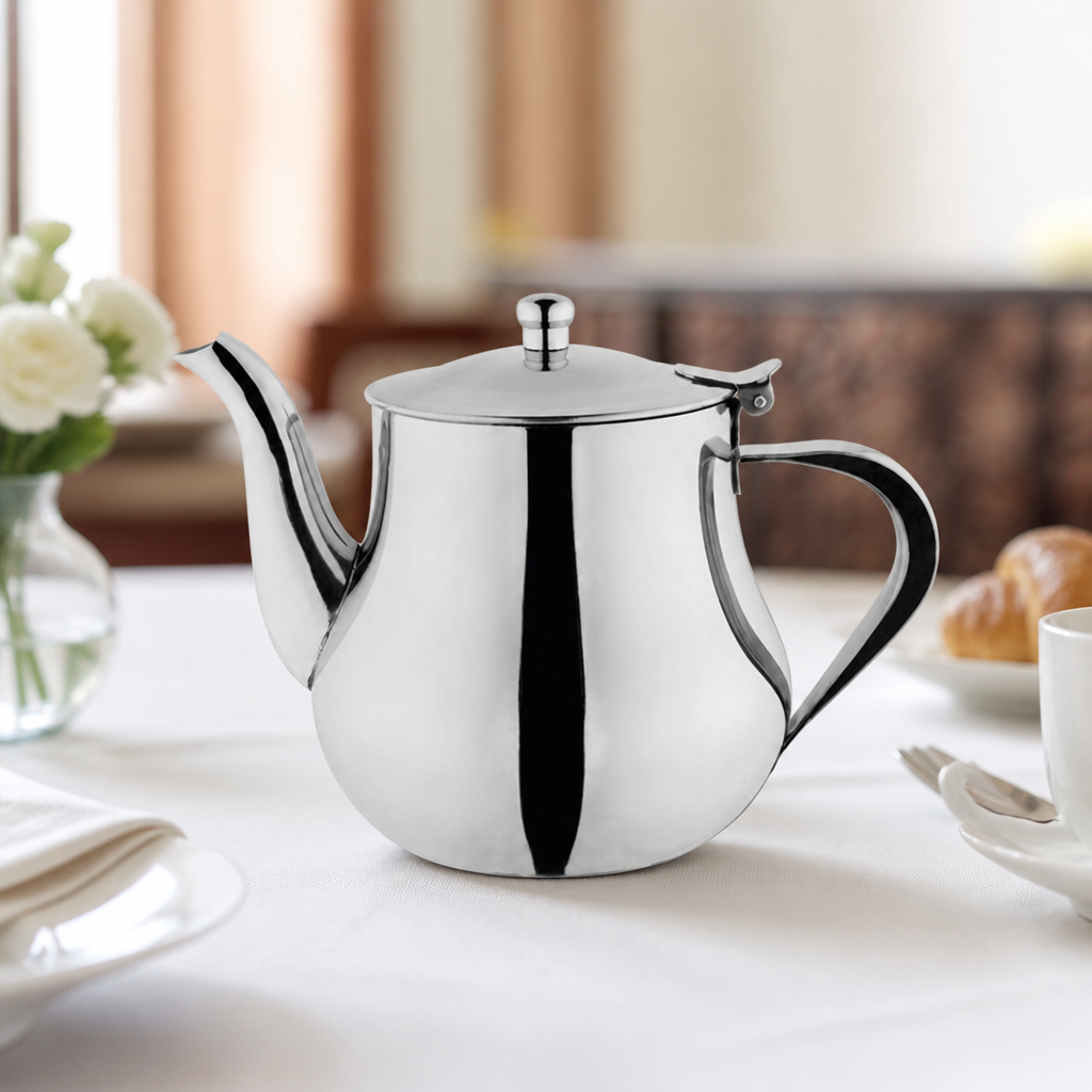 Commercial Stainless Steel Teapot 1Ltr with precision pouring spout