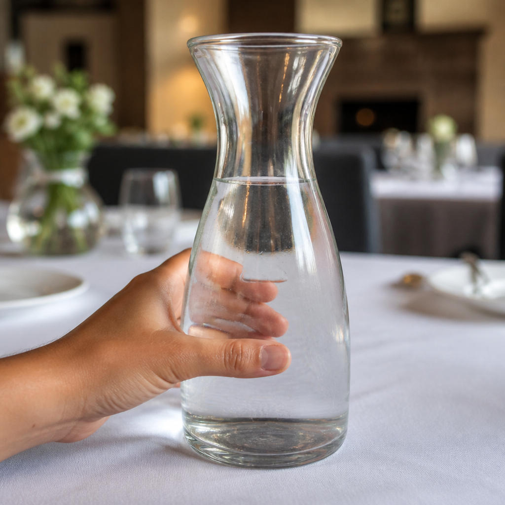 1L Clear Glass Carafes - 6 Pack for commercial tableware
